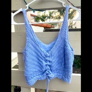 FINAL SALE 💸 Light blue crochet knit tank top from Hollister 💙🦋
